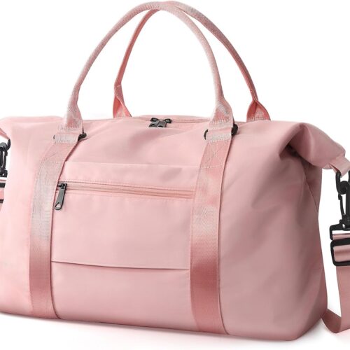 Travel Duffel Weekender Carry On Tote for Women and Men – Waterproof Gym Bag, Hospital Bag for Labor and Delivery, Overnight Luggage with Trolley Sleeve