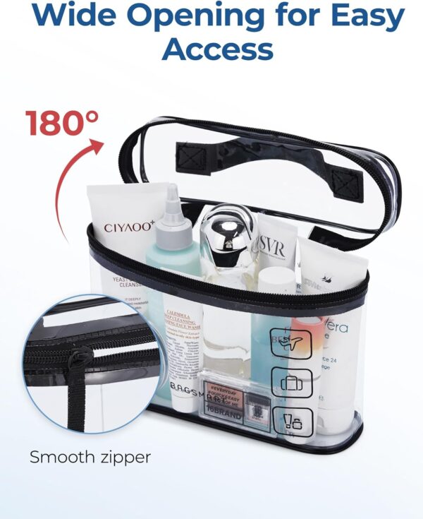 1746448768_716zTOWKs6L._AC_SL1500_.jpg BAGSMART TSA Approved Toiletry Bag, 3 Pack Clear Makeup Cosmetic Bag Organizer, Quart Size Travel Bag for Toiletries, Carry-on Travel Accessories Essentials, Black-3pcs