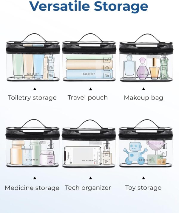 1746448774_710CtgNfg7L._AC_SL1500_.jpg BAGSMART TSA Approved Toiletry Bag, 3 Pack Clear Makeup Cosmetic Bag Organizer, Quart Size Travel Bag for Toiletries, Carry-on Travel Accessories Essentials, Black-3pcs
