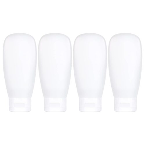 41ovNNj32AL._SL1500_.jpg TSA Approved Travel Bottles Set for Toiletries Travel Size Containers Kit 4 Pack Portable Leak Proof Refillable Squeeze Cosmetic Airplane Essential Shampoo Hair Conditioner Body Lotion Bath Shower Gel