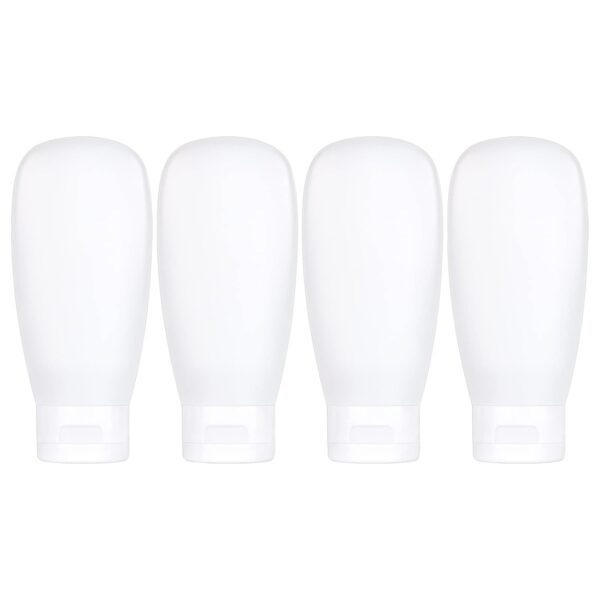 41ovNNj32AL._SL1500_.jpg TSA Approved Travel Bottles Set for Toiletries Travel Size Containers Kit 4 Pack Portable Leak Proof Refillable Squeeze Cosmetic Airplane Essential Shampoo Hair Conditioner Body Lotion Bath Shower Gel