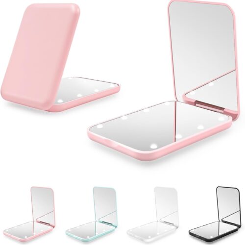 5161Wy-5OoL._AC_SL1500_.jpg Compact Mirror, 1X/3X Magnification LED Pocket Mirror with Nternal BIattery, Mini Mirror for Purse, Pocket,Travel and Present (Pink)