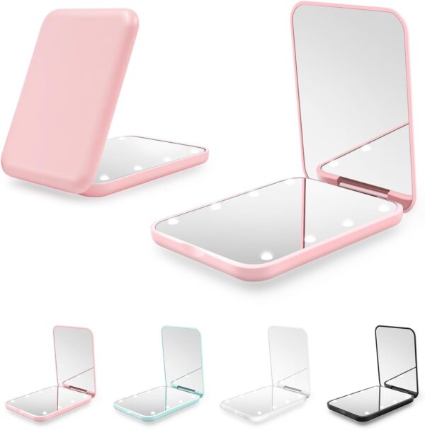 5161Wy-5OoL._AC_SL1500_.jpg Compact Mirror, 1X/3X Magnification LED Pocket Mirror with Nternal BIattery, Mini Mirror for Purse, Pocket,Travel and Present (Pink)