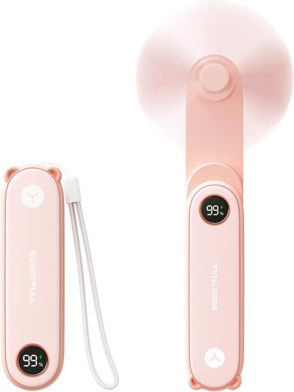 516LOFEpwqL._AC_SL1500_.jpg SWEETFULL Portable Handheld Mini Fan with LED Display, 2-in-1 Personal Foldable USB Rechargeable Hand Held Fan & Flashlight for Travel, Lash Eyelash, Cute Small Pocket for Women, Girls
