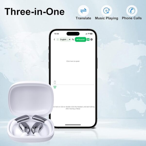 51JMMVKsrAL._AC_SL1001_.jpg One-Click Translator Earbud, Language Translator Earbuds, A38 Wireless Translation Earbuds Real Time, AI Translation Earbuds, OWS Ear Bud Translator Device for Business Travel (White)