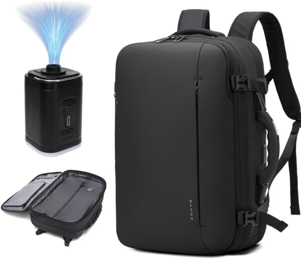 51SnrF9VnaL._AC_SL1000_.jpg BANGE Airback Backpack with electronic scaleVacuum Compression Travel Backpack,Expandable Backpacks with Pump for Airplanes (With Air Pump)