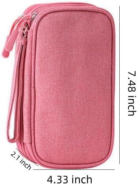 HORNO Travel Cord Organizer，Electronics Accessories Organizer Pouch Bag for Charger,USB Cable,Business Travel Gadget Bag ﻿ (Pink)