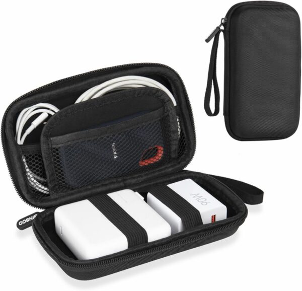 6101virzQ1L._AC_SL1500_.jpg Ginsco Hard Shell Protection Case Electronic Accessories Organizer Pouch for MacBook Air/pro Adapter Chargers Cables Power Bank, for Sandisk Portable SSD Flash Disk SD Card (Black)