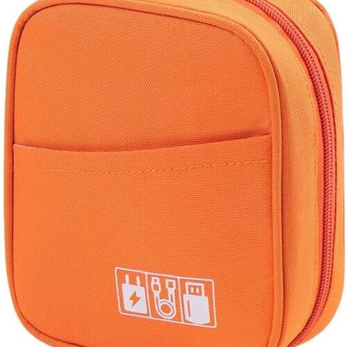 E-Tree Storage Pouch for Small Electronics and Accessories,Tech Bag,Electronic Organizer Case Compatible with MacBook Laptop Charger,Mouse,Cables,Hub,Power Bank,Earphone,Toiletries Cosmetics (Orange)