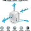 Mapambo Upgraded 220V to 110V Voltage Converter US to Europe Converter for European Travel Plug Adapter with 2 USB Port 2 USB C International Power Adapter for US to France Germany (Grey)