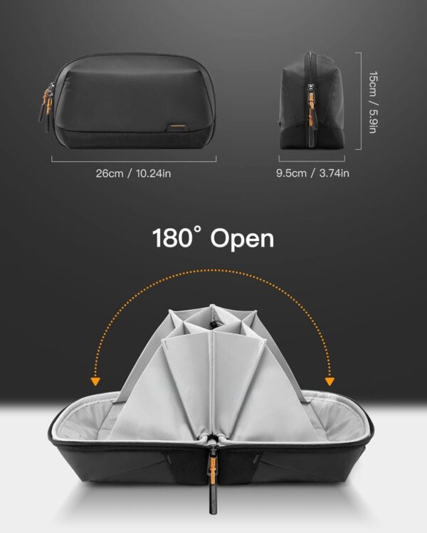 6129PgUEfL._AC_SL1500_.jpg Inateck Electronics Organizer Travel Case, 180° Open Water-resistant, Multifunctional Travel Organizer Bag, Electronic Accessories Carry Case, Black, Large