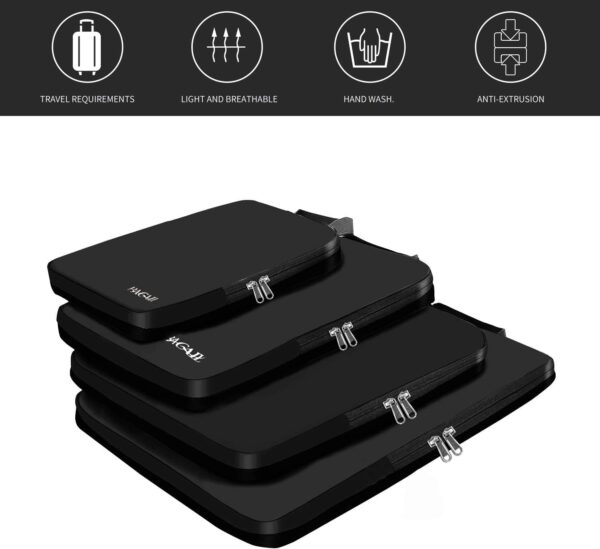 612YtBUCXhL._AC_SL1500_.jpg BAGAIL 4 Set/6 Set/8 Set Compression Packing Cubes Travel Accessories Expandable Packing Organizers(Black ClothPattern 4 Set)