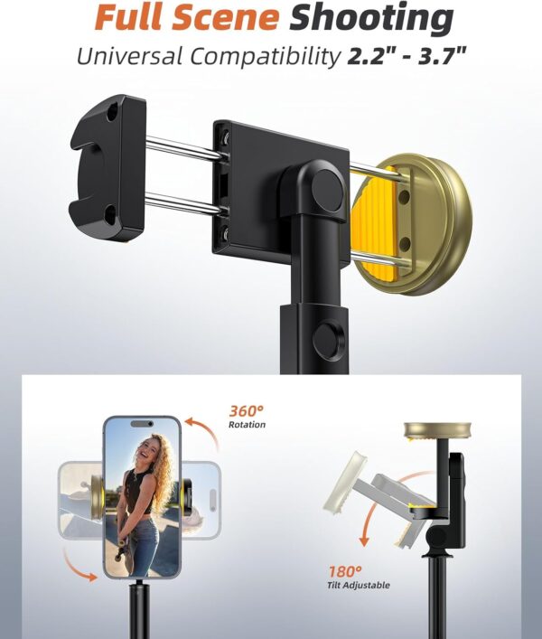 62" Phone Tripod & Selfie Stick, Tripod for iPhone with Remote, All-in-1 Cell Phone Stand, Portable, Lightweight Extendable for Selfies Video Recording Vlog, Compatible with iPhone Android