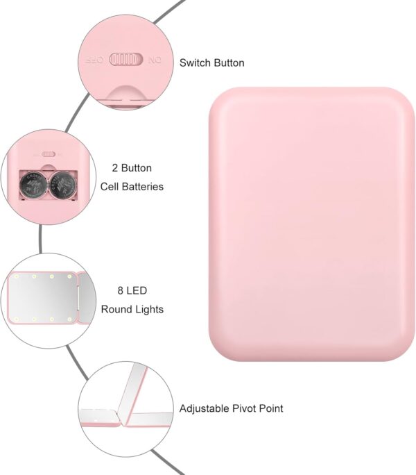 616FaUehHSL._AC_SL1500_.jpg Compact Mirror, 1X/3X Magnification LED Pocket Mirror with Nternal BIattery, Mini Mirror for Purse, Pocket,Travel and Present (Pink)