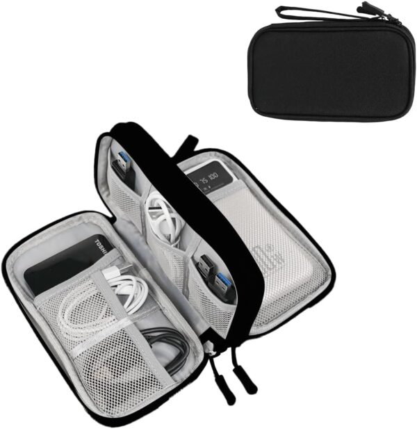 616olP8mkL._AC_SL1000_.jpg NIMOSA Portable Cable Organizer Travel Cable Organizer Pouch Electronic Accessories Carry Case Waterproof Power Protection USB Hard Disk Box Storage Bag for Cord, Charger, Phone, Earphone Black