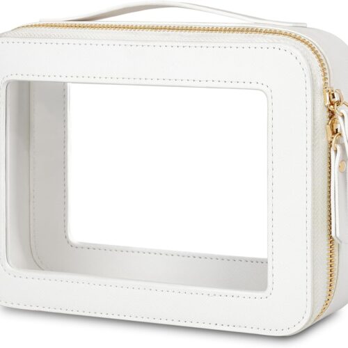 617dYLOm0PL._AC_SL1500_.jpg Clear Makeup Bags with Zipper,Medium Cosmetic Bags for Women Traveling,Waterproof Toiletry Bag (White,Medium)