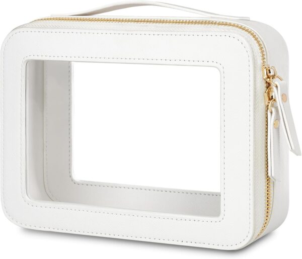 617dYLOm0PL._AC_SL1500_.jpg Clear Makeup Bags with Zipper,Medium Cosmetic Bags for Women Traveling,Waterproof Toiletry Bag (White,Medium)
