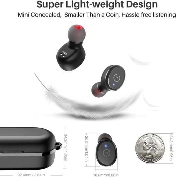 TOZO T10 True Wireless Bluetooth 5.3 Earbuds, 45H Playtime, Wireless Charging Case, IPX8 Waterproof Stereo Headphones in Ear Built in Mic Headset Premium Sound with Deep Bass, 32 Preset EQs via APP