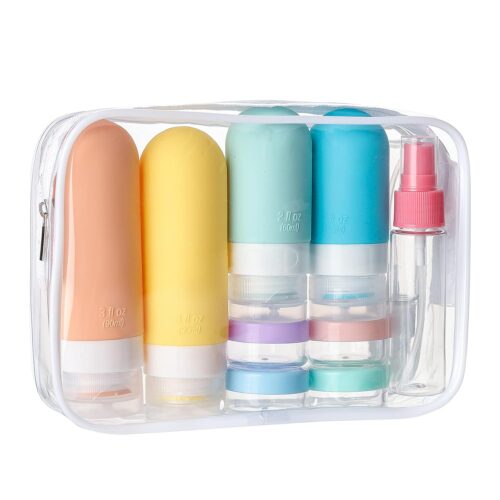 61DcHu1MX5L._SL1500_.jpg 16 Pack Travel Bottles Set – TSA Approved Leak Proof Silicone Squeezable Containers for Toiletries, Conditioner, Shampoo, Lotion & Body Wash Accessories (16 pcs/White Pack)