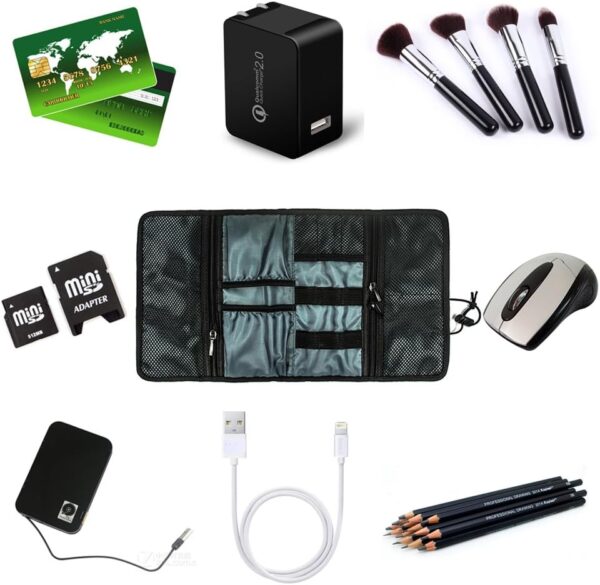 61E9gXpkIL._AC_SL1000_.jpg ProCase Electronic Organizer Cord Pouch, Travel Cable Charger Phone Accessories Bag Organizer Roll up Tech Carrying Case for USB Cables SD Memory Cards Earphone Flash Hard Drive