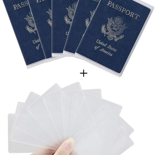 61FBZ9DON5L._AC_SL1000_.jpg Owfeel 5pcs Frosted Plastic Passport Cover Passport Protector+10pcs Clear Plastic ID Credit Card Holder