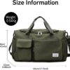 Travel Duffel Bag with Shoes Compartment Sports Gym Bag with Dry Wet Separated Pocket for Men and Women, Overnight Bag Weekender Bag Training Handbag Yoga Bag - Olive Green