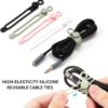 [20Park]UMUST Silicone Cable Ties,Reusable Cable Management Organizer, Multipurpose Elastic Cord Organizer for Bundling and Fastening Cable Cords Wires(black,white,pink,green)