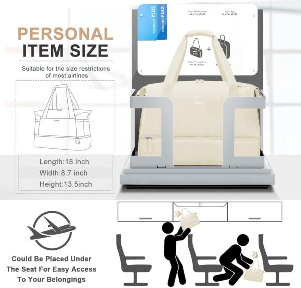 61GIEH0UE0L._AC_SL1500_.jpg ETRONIK Gym Bag for Women, Personal Item Travel Bag with Shoes Compartment, Weekender Overnight Duffel Bag with Wet Pocket & USB Charging Port, Carry On Bag for Women, Travel, Gym, Weekend (Beige)
