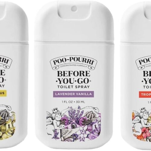 Poo-Pourri Before-You-Go Toilet Spray, Variety Pack 3 count- 1 Fl Oz each Pocket Travel Size – Original Citrus, Lavender Vanilla, and Tropical Hibiscus