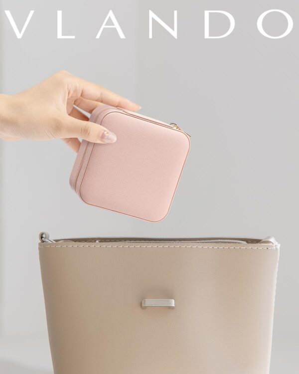 61HLkCIJxgL._AC_SL1500_.jpg Vlando Travel Jewelry Case - Mothers Day Gifts for Mom Grandma Wife - Small Jewelry Travel Organizer Box Travel Essentials Christmas Gift for Women Girl - Pink