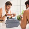 Travel Toiletry Bag for Men Hanging Dopp Kit Waterproof Shaving Bag Dry and Wet Dry Wet Separate Men Accessories Travel Pouch (B-Grey)