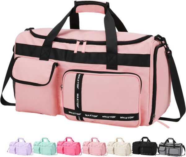 61JgTa-cepL._AC_SL1500_.jpg MAXTOP Gym Bag for Women Travel Duffle Carry On Tote Weekender Bag Large Capacity Pink Overnight Bag With Shoe Compartment Gym Tote with Dry and Wet Separation
