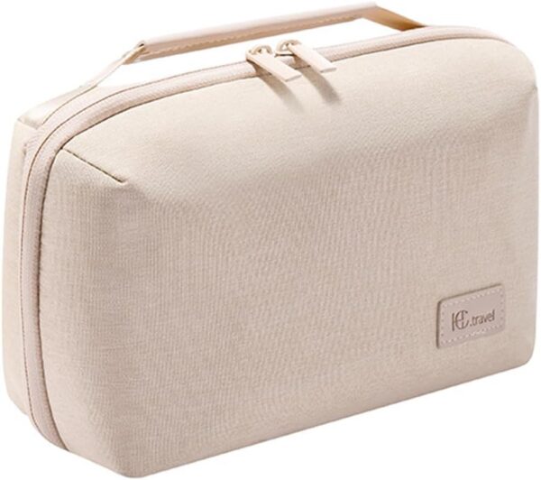 Kaxich Travel Electronics Organizer, Electronics Accessories Bag Portable Cable Organizer Case Waterproof Universal for Adapters Memory Cards, USB Cables (Beige)