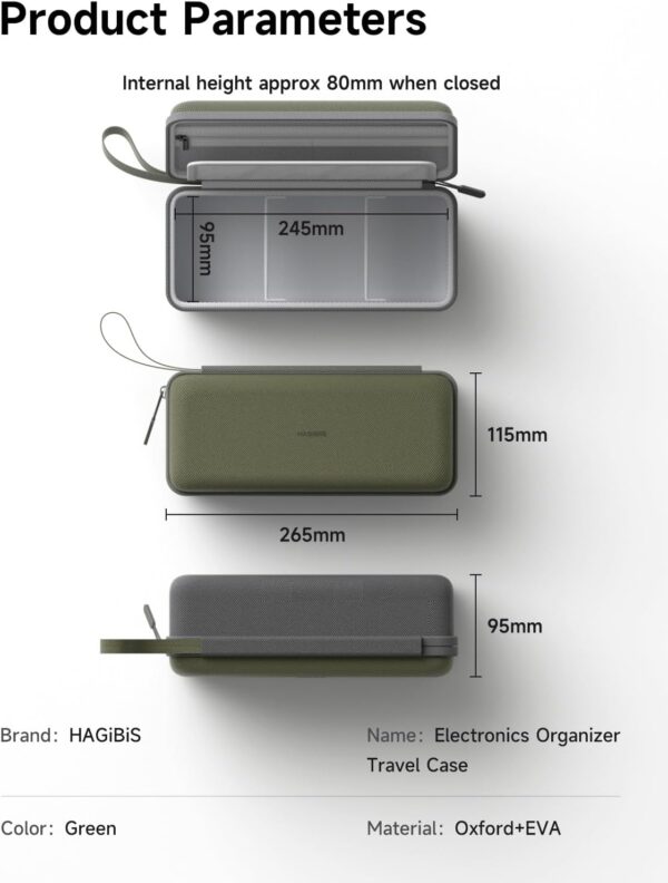 61MhbDypDKL._AC_SL1500_.jpg Hagibis Electronics Organizer Travel Case Cable Organizer Bag Pouch Portable Waterproof Carry Case for Cable, Charger,Power Bank, SD Card, Mouse, USB Flash Disk (DPB03 Green)