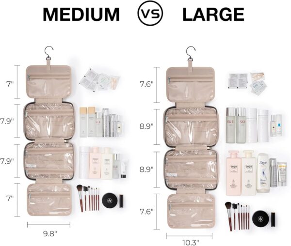 61OxlXsOHAL._AC_SL1500_.jpg BAGSMART Toiletry Bag Travel Bag with Hanging Hook, Water-resistant Makeup Cosmetic Bag Travel Organizer for Accessories, Shampoo, Full-size Container, Toiletries (Black, Medium)