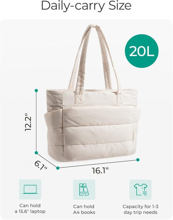 61QuQ4KIOEL._AC_SL1500_.jpg BAGSMART Tote Bag for Women, Lightweight Puffy Tote Bag with Compartments, Quilted Shoulder Bag Handbag for Travel, Work
