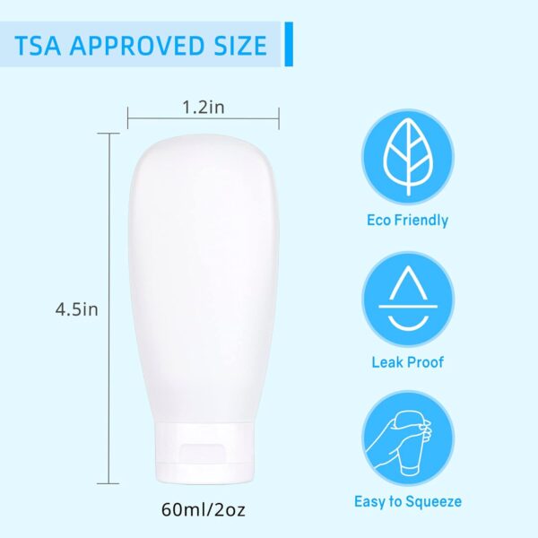 61RGRez3JlL._SL1500_.jpg TSA Approved Travel Bottles Set for Toiletries Travel Size Containers Kit 4 Pack Portable Leak Proof Refillable Squeeze Cosmetic Airplane Essential Shampoo Hair Conditioner Body Lotion Bath Shower Gel