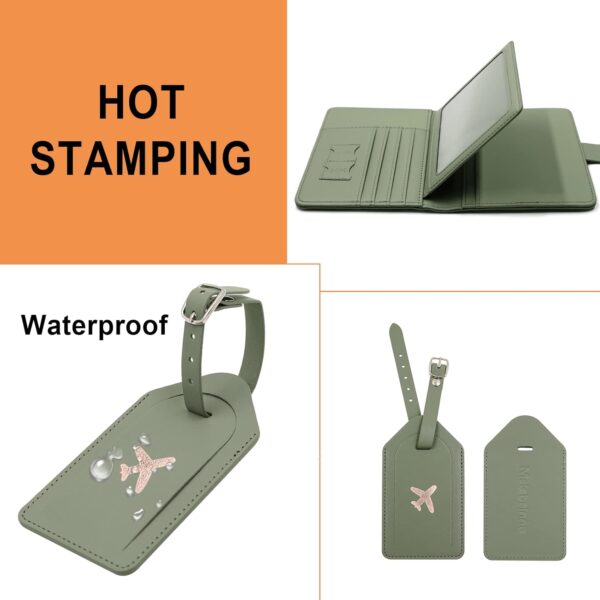 61SqTf45lL._AC_SL1500_.jpg Melsbrinna Rfid Passport Holder for Travel women/Men Set Travel Suitcase Tag, Cute Passport Wallet Rfid Blocking Card Slots, Rfid Passport Cover/CaseTravel Wallet (Green)