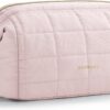 61V62fQYjL._AC_SL1500_.jpg BAGSMART Makeup Bag Travel Toiletry Bag, Puffy Padded Make Up Bags for Women Makeup Organizer Case, Wide-open Pouch Purse Travel Essentials Toiletries Accessories Brushes, Pink