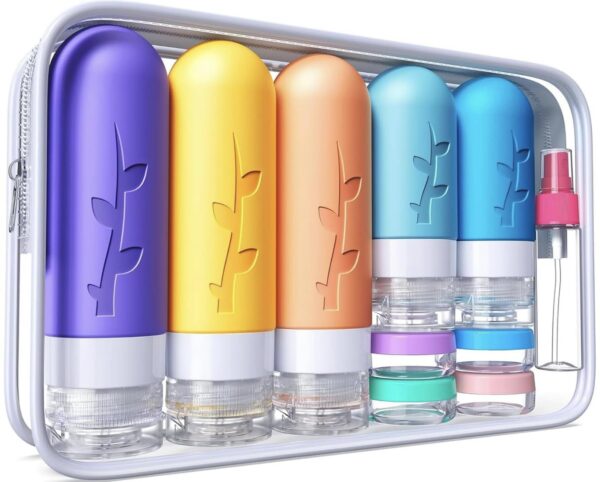 61V9OYsigrL._SL1386_.jpg 19pack Travel Bottles for Toiletries, TSA Approved Silicone Travel Size Containers for toiletries, Refillable & Leakproof Travel shampoo and conditioner bottles
