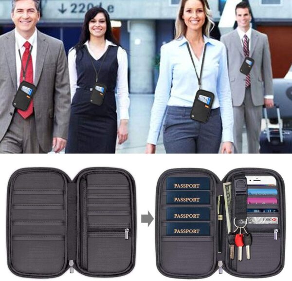 61VdmSgSleL._AC_SL1000_.jpg RFID Family Passport Wallet Holder Waterproof, Travel Document Organizer Credit Card Clutch Bag for Men Women