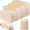 61VgQpwOUlL._AC_SL1500_.jpg HOTOR Packing Cubes for Suitcases - 6 Pieces, Light Packing Cubes for Travel, Premium Suitcase Organizer Bags Set, Space-Saving Luggage Organizers, Travel Accessories and Essentials, Beige