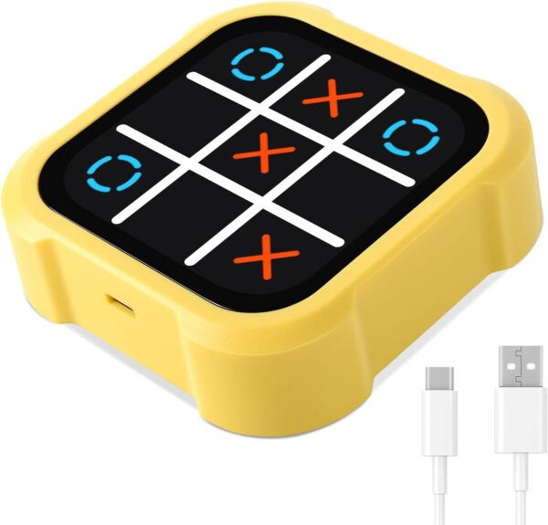 61Vu-xzQULL._AC_SL1500_.jpg Tic Tac Toe Bolt Game, Electronic 4-in-1 Handheld Puzzle Game Console, Portable Infinite TicTacToe Travel Game for Educational and Memory Growth, Family, Toys Board Games for Kids and Adults