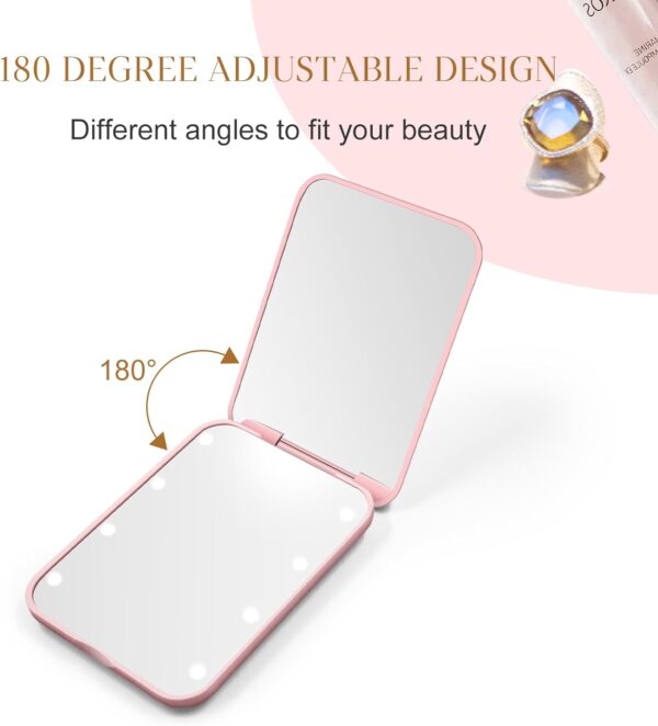 61WO6ocZYyL._AC_SL1500_.jpg Compact Mirror, 1X/3X Magnification LED Pocket Mirror with Nternal BIattery, Mini Mirror for Purse, Pocket,Travel and Present (Pink)