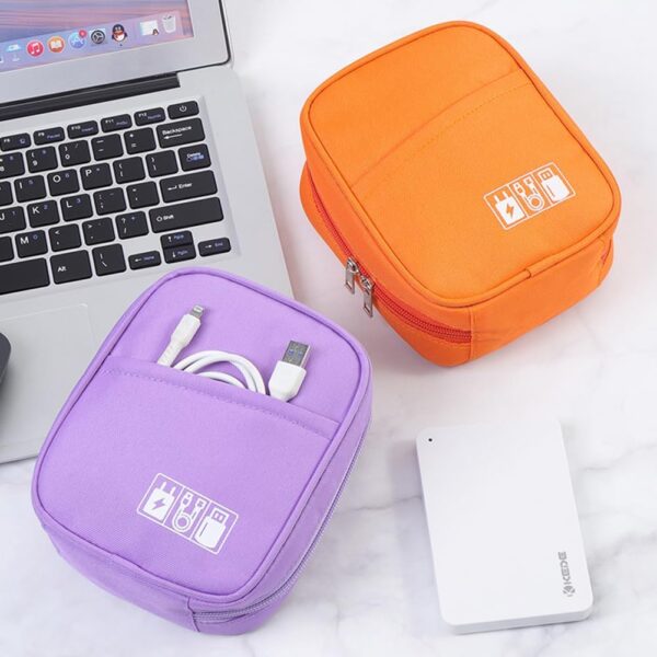 E-Tree Storage Pouch for Small Electronics and Accessories,Tech Bag,Electronic Organizer Case Compatible with MacBook Laptop Charger,Mouse,Cables,Hub,Power Bank,Earphone,Toiletries Cosmetics (Orange)