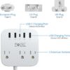 European Travel Plug Adapter, FOVAL EU UK US Power Strip with USB C and 4 USB Ports, 3 AC Outlets, Wall Mountable, 5ft Extension Cord, Compact for Travel, Cruise Ship, Home Office