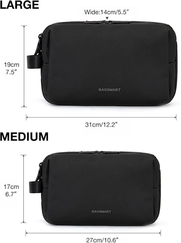 61cM6B6O9L._AC_SL1500_.jpg BAGSMART Toiletry Bag for Men, Travel Toiletry Organizer Dopp Kit Water-resistant Shaving Bag for Toiletries Accessories, Door Room Essentials, Black-medium