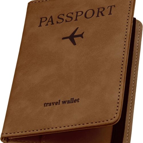 61eApqThL._AC_SL1500_.jpg ILIYAH-Passport Cover-Passport Holder Travel Wallet-RFID-Blocking Passport Case Travel Accessories Card Holder Wallet Unisex Travel Gifts(Brown)