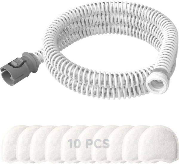 61fis9wUZ5L._AC_SL1500_.jpg Replacement CPAP Tubing for ResMed AirMini Tube & 10-Pack Airmini Supplies Filters Combo, as Flexible as OEM | Compatible with ResMed Airmini CPAP Machine & P10 Nasal Pillows & N20 & N30 Nasal Masks