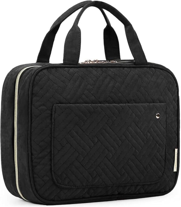 61gMY7ZvcrL._AC_SL1500_.jpg BAGSMART Toiletry Bag Travel Bag with Hanging Hook, Water-resistant Makeup Cosmetic Bag Travel Organizer for Accessories, Shampoo, Full-size Container, Toiletries (Black, Medium)